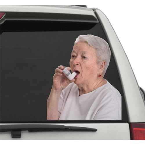 Sweet Grandma with Inhaler Wall Sticker, Funny Elderly Lady Sticker for Home Decor, Nursing Rooms, or Health Care Space,12.6¡¿14.6 in¡±