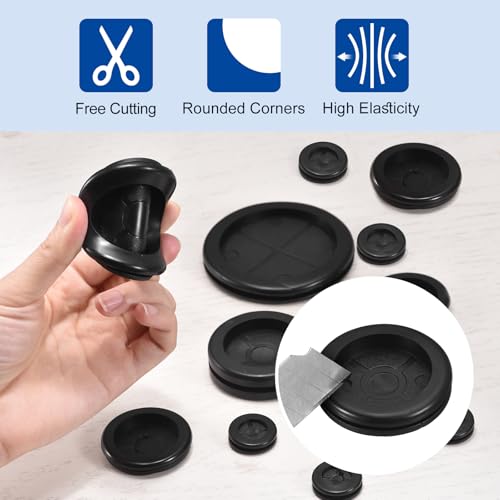 uxcell 2Pcs Rubber Grommets 3-1/8" (80mm) Drill Hole, 2-3/4" ID Double Sided Plugs – Black, Model: 3-1/8"DH,2-3/4"ID / 2