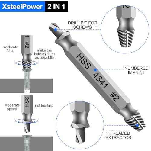Gifts for Men,Damaged Screw Extractor Set,Gifts for Adults Men & Remover for Stripped Screws Nuts & Bolts Drill Bit Tools for Easy Removal of Rusty,9Pcs Drill Bit Bolt Extractor Kit & Twist Drill Bits