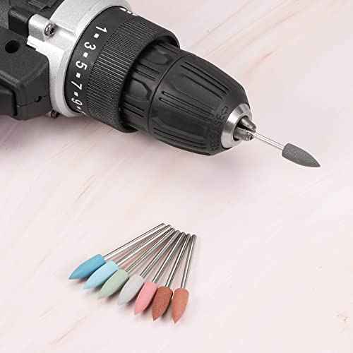 uxcell 5 Pcs Silicone Rubber Grinding Buffing Wheels 2000 Grits 6mm Dia Pointed Polishing Head for Electric Rotary Tool