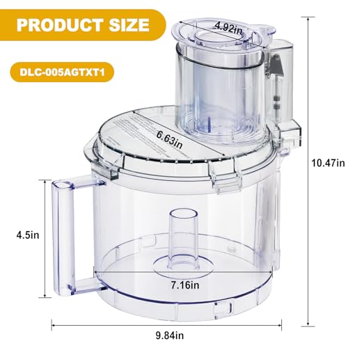 Folosem 14-Cup DLC-005AGTXT1 Replacement Food Processor Work Bowl Kit with Lid & Pushers for DFP-14 series (DLC-2014PT1, DLC-2014SPT1-1) - Fits DFP-14, DLC-14NWBCT1