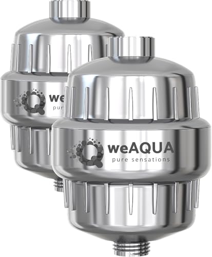 weAQUA Chrome Heavy Duty 2-Pack Shower Filter for Hard Water & Heavy Metals