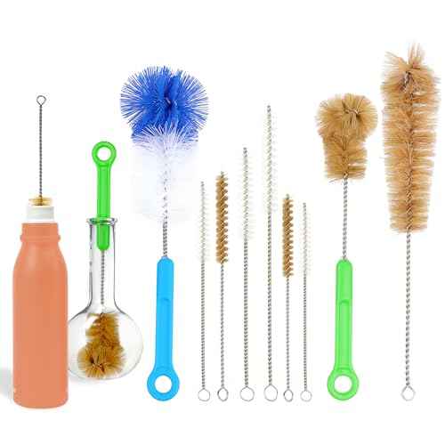 Houseables Bottle Brushes, Water Bottle Cleaner Brush Set, Hydroflask Cleaning Kit, Cup Cleaner Brush, Glass Brushes for Washing Glasses, Cup Scrubber, for Straw, Tumbler, Decanter, Flexible, 9 PK