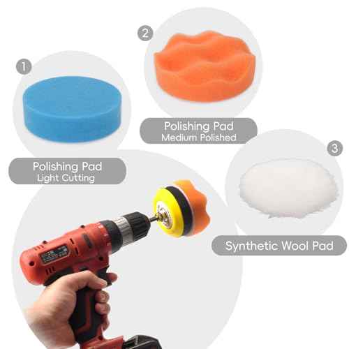 57pcs Polishing and Sanding Kit for Headlight Restoration 3 Inch Sanding Discs with 7 Grit Sandpapers (60 to 3000) for Automotive, Wood, Metal & DIY Projects