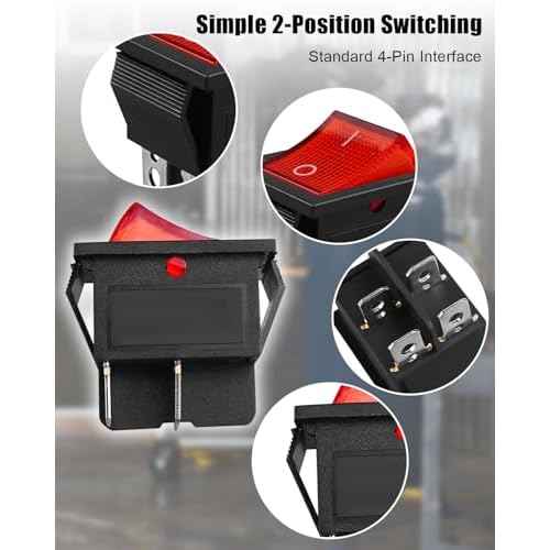 4 Pin 2 Position Air Compressor On-Off Switch with Light Fit for Kobalt 8 Gal Tank Air Compressors, Replace 5607-0020-01, 15/30A 250V
