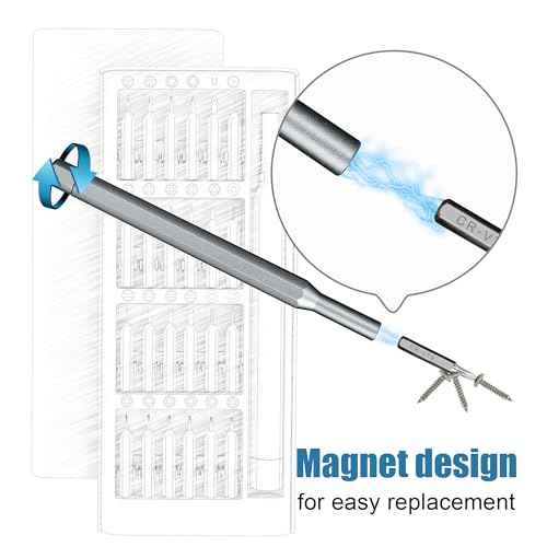 24-in-1 Professional Precision Magnetic Screwdriver Set, Small Screw Driver Set Kit for Fixing Electronics, Mini Tool Kits for Computer Repair, Phone, Watch, Laptop, PCs, Eyeglass- Alloy Tool Steel