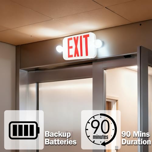 1 Pack Emergency Exit Sign with Battery Backup & LED Lights - UL Certified