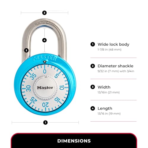 Master Lock Combination Padlock Light Blue Gym & School Lock 1561DLTBLU