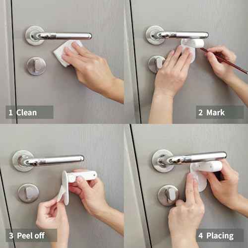 Childproof Door Lever Lock Prevents Toddlers Pets from Opening Doors, No Drill Tool Needed Easy to Instal, Child Safety Locks for Doors, Windows, washrooms (Black, Pack, 4)