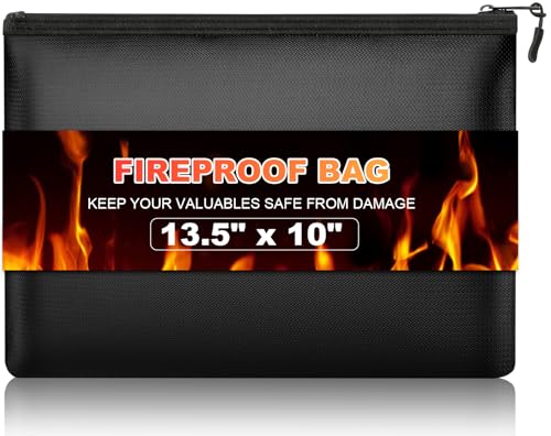 Fireproof Waterproof Document Bag 13.5 x 10 Inches for Safe Storage
