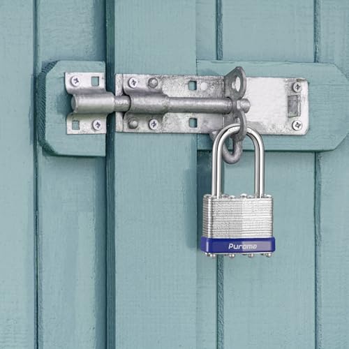 Puroma Lock 6 Pack Padlocks, 2¡± Long Shackle Heavy-Duty Locks with 2 Keys, 40mm Hardened Steel Keyed Alike Padlocks for Sheds, Gates, Fences, Toolbox, Outdoor and Indoor Use£¨Silver£©