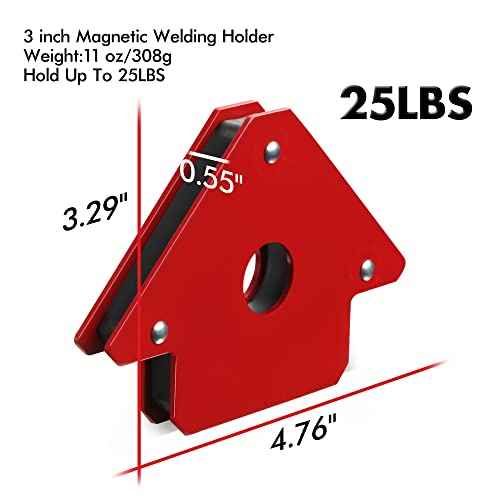 4pcs 3" 25lb Welding Magnet Arrow Welding Magnets and Clamps Magnetic Arrow Welder Metal Working Mig Tools and Equipment 45¡Æ 90¡Æ 135¡Æ Angle Magnet Holder, Red,Black