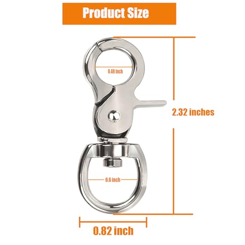Silver Trigger Snap Hooks 10PCS Heavy Duty Swivel Metal Clasps for Bird Cage Keys
