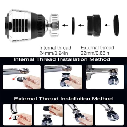 2 Pack 360° Swivel Faucet Aerators Water Saving Filter for Kitchen Sink