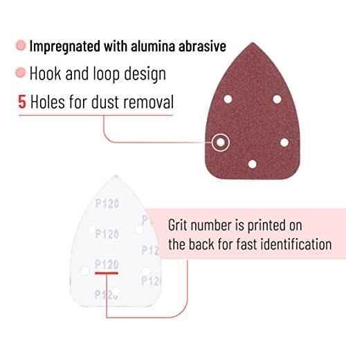 Bates- Mouse Detail Sander Sanding Pads, 30 pcs, 40/80/120/180/240 Grits, Palm Sander Sandpaper