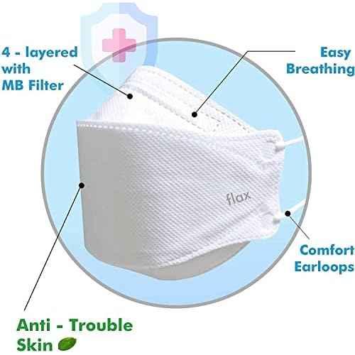 KN FLAX - Face Protective Mask (White) [Made in Korea] [10 Individually Packaged] 4-Layers Premium KF94 Certified Safety Mask for Adult [English Packing]