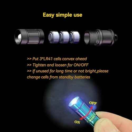 e1 Smallest Keychain Flashlight Micro Tiny Mini Keychain Light Long-Lasting Safety Light for Everyday Carry Emergencies Outdoor Dog Walking Hiking Camping Nice Gift for Parents Kids