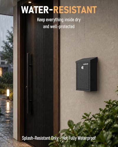Uniclife Wall-Mounted Black Metal Donation Box with Key Lock