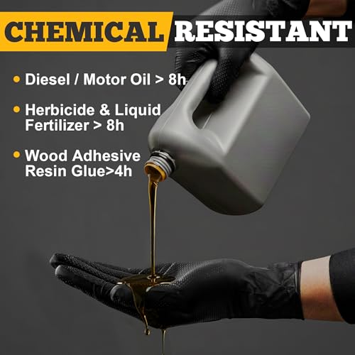 TitanFlex Heavy Duty Black Nitrile Safety Gloves 8mil Large - Latex-Free, Diamond Texture