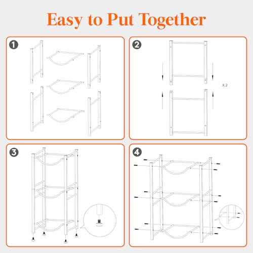 Lifewit 5 Gallon Water Jug Holder, 3 Tier Water Bottle Stand, Heavy Duty Water Dispenser Rack with 3 Slots for Gallon Jugs, Detachable Water Storage Shelf Organizer for Home Living Room Office, Black
