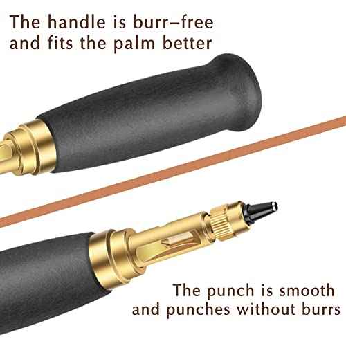 Adjustable Screw Hole Punch Automatic Hole Punch Tool with Black Wooden Handle Bookbinding Tool Leather Hole Punch with 6 Tips Size 1.5mm/2mm/2.5mm/3mm/3.5mm/4mm