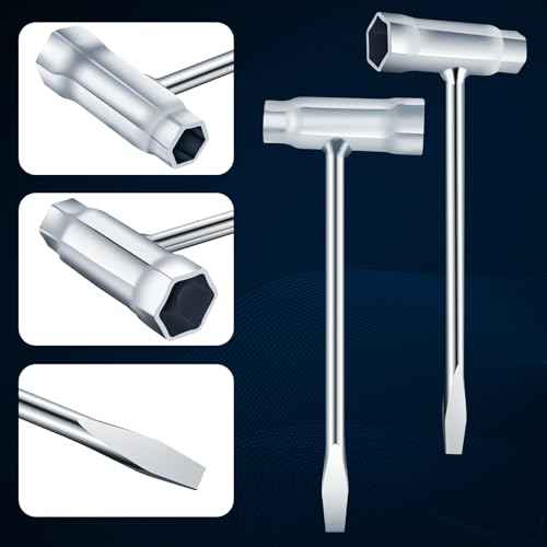 3 Pack Chainsaw Wrench 13 by 19 mm 1/2x3/4 Chainsaw Tool Chainsaw Scrench Replacement Combination Screwdriver and Wrench T Wrench Spanner Tool (3)