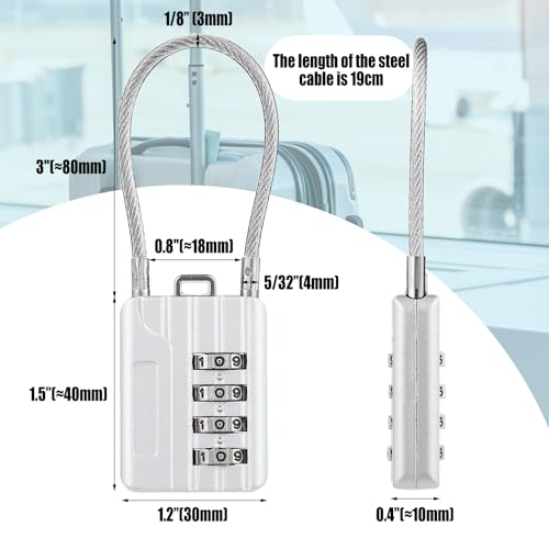Moxweyeni 16 Pack Luggage Combination Lock 4 Digit Cable Padlock for Gym Padlock Waterproof Resettable Padlocks for Travel Suitcase Backpack School Gym Cabinet (Silver)