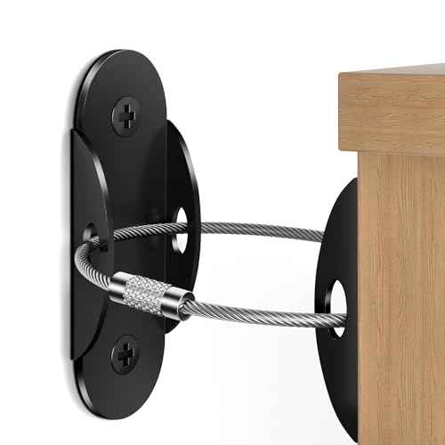 Anti Tip Furniture Anchors (6 Packs) Furniture Anchors for Baby Proofing, Earthquake Straps for Furniture Dresser Wall Safety Anchor Furniture Safety Straps Wall Straps, Black