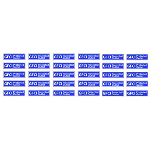 Set of 30 GFCI Blue Version Ground Fault Circuit Interrupter Decal Stickers .25" x 1"