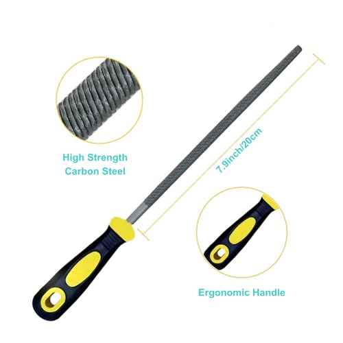 3 pcs Metal File Set, 8-inch,Professional High Carbon Steel File, Includes Flat/Round/Half-Round,Work for Metal, Wood