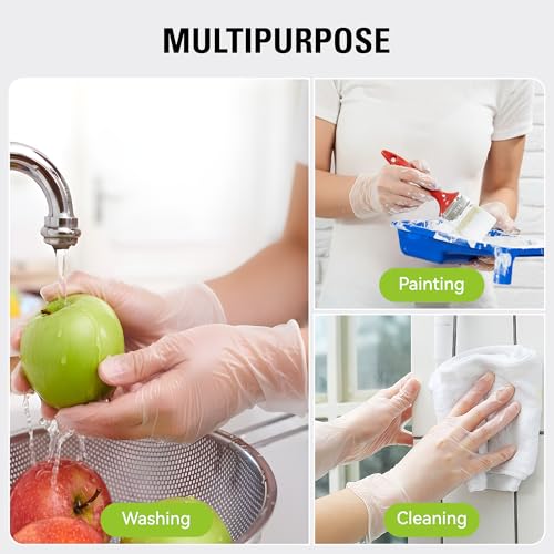SWIFTLITE Disposable Vinyl Gloves - Food Safe, Medium, 100 Pack