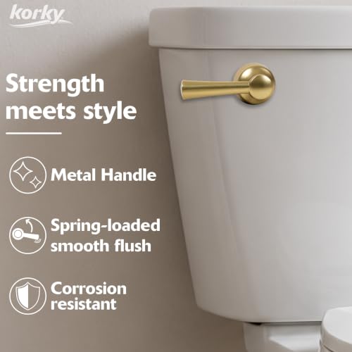 Korky Strongarm Metal Toilet Handle & Lever Brushed Gold 12.5 x 4 x 2