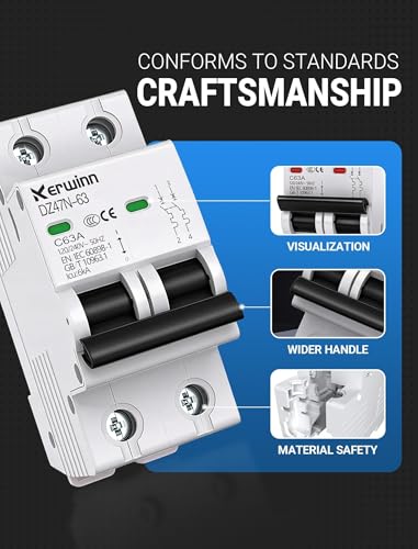 32A AC Miniature Circuit Breaker 2-Pole 120/240V DIN Rail Mount, Grid-Tied Solar & Home Use