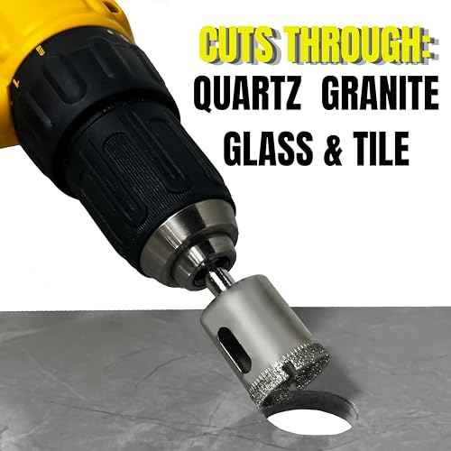 Drilax 1 Inch Diamond Drill Bit | Triple-Coated for Granite, Quartz Countertops & Ceramic, Porcelain Tiles | Glass & Stone Core Drill Bit