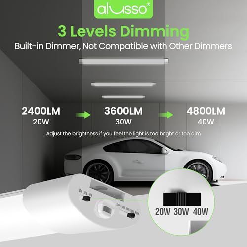 ALUSSO 4FT LED Shop Lights 4800LM 40W 2-Pack, 5 CCT Adjustable, Linkable Garage & Workshop Lighting