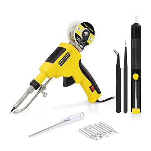 Soldering Iron Kit,60W Automatic Soldering Gun with Ceramic Heater, Soldering Gun Kit Includes Solder Gun,5pcs Soldering Tips, Desoldering Pump, 2 Tweezers, Soldering Wires for Repairs Home DIY