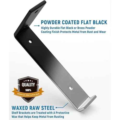 LEOPO 12 inch Shelf Brackets 12-Pack ,1/5 inch Thick Heavy Duty Industrial Bracket for DIY Floating Shelf Support, Black Coated Wall Shelf Support, 11.25¡± x 6¡± x 1.5¡±