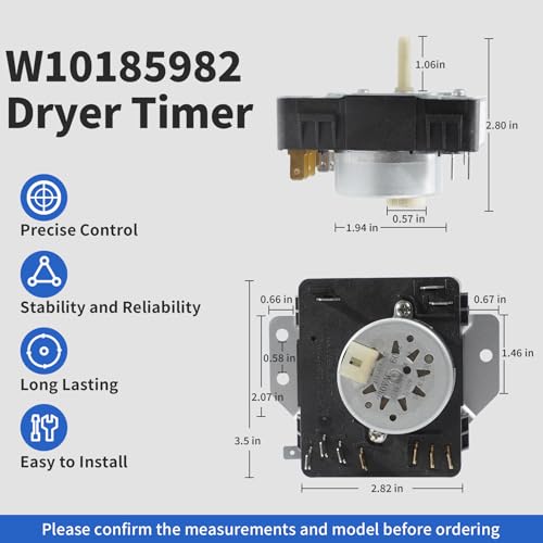 W10185982 Dryer Timer Replacement for Maytag Kenmore Whirlpool WED4815EW1 WGD4800XQ0 WED4950HW0