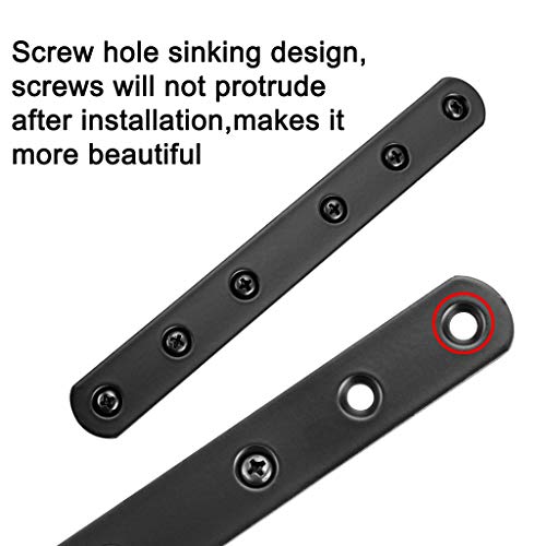 Sumnacon 8-Pack 6 Inch Stainless Steel Flat Support Plates for Furniture Repair, Black