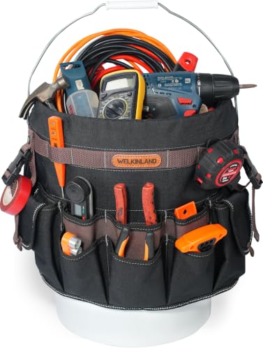 Welkinland 47-Pocket 5 Gal Bucket Organizer | Grid-Ripstop Tool Caddy