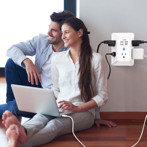 Lvetek 3U1C White Multi Outlet Extender with 4 USB & Surge Protector
