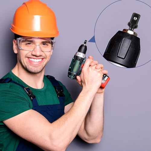 1/2 Impact Socket Adapter Set, 5PCS Black Drill Sockets Adapter 1/4 to 1/2 Drive Adapters Kit for Impact Driver Automotive DIY Extension Socket Bits Handle Nut Driver and Drills(1/2 Square Tip)