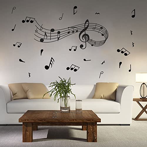 Musical Note Wall Decals, Creative Music Notes Notation Removable Vinyl Wall Stickers for Classroom Kids Music Studio Dance Room Bedroom Art Decor House Decoration