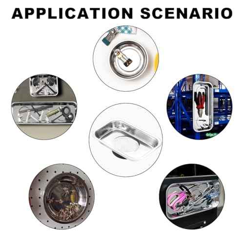 2 PCS Magnetic Tray Holders, 2.5"¡¿3.6" Stainless Steel Square Magnetic Parts Tray Set, Heavy Duty Thickened Tray Bowl for Screws Bolts Nuts Metal Parts, Magnetic Tray for Mechanic's