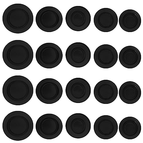Unlorspy 20 Black Piggy Bank Hole Plugs - 5 Sizes, Reusable Coin Cover Set