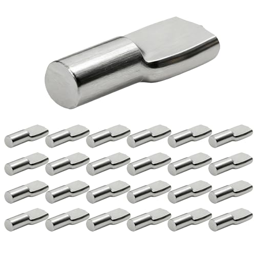 RiseQuintador 50 Pack 5mm Metal Shelf Support Pegs Flat Spoon Design for Wood Shelving