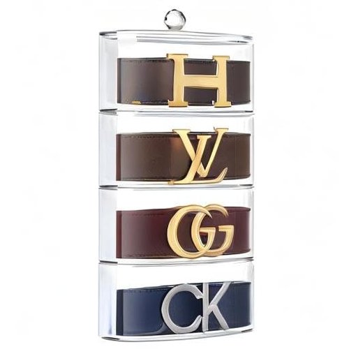 STUDIOMYO Acrylic Belt Organizer, 4-Layer Transparent Closet Accessories Organizer for Jewelry, Watches, Bracelets, Rings, Cosmetics
