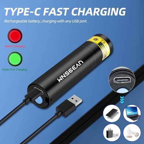 UV Flashlight Black Lights Wood¡¯s Lamp Powerful Mini Portable, LED 395nm USB Rechargeable Ultraviolet Blacklight Flashlights, Pet Urine Detector Light for uv Resin Curing