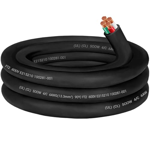 CLLOMAGY 6ft 6/4 AWG SOOW Power Cable 50 Amp 4-Conductor Heavy Duty Extension