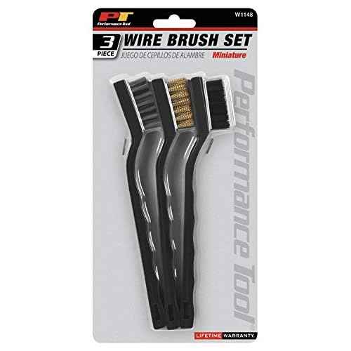 Performance Tool W1148 Miniature Brass, Nylon and Stainless Steel Brush Set